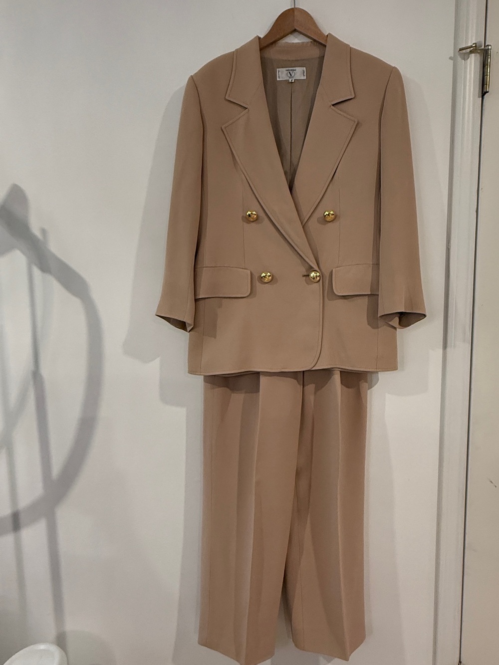 Valentino Tan Double-Breasted Blazer with Matching Trousers